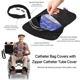 Urine Drainage Bag Holder Adjustable Catheter Bag Cover with Zipper Foley Catheter Tube Cover Waterproof Catheter Bag Holder Easy Acess and Drainage Urinary Drainage Bag Holder Securely and Discreet