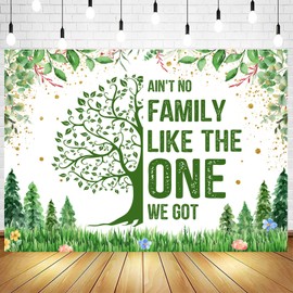 Withu Family Reunion Backdrop Green Family Tree Leaves Welcome to Our Family Community Photography Background Gold House Party Supplies Photo Banner 7x5ft