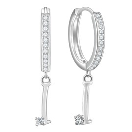 ENGSWA Women's Letter Earrings 925 Silver Crystal Jewellery Original Gift for Women Mother Mum Grandma Girls Wife Girlfriend, Silver Sterling Silver