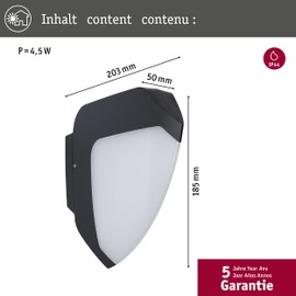 Paulmann 94517 LED Outdoor Light Smart Home Zigbee Ikosea with Twilight Motion Sensor IP44 Including 2 x 2.2 W Tunable Warm Anthracite Plastic 3000 K