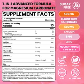 Magnesium Carbonate Gummies 500mg, Muscle & Digestive, Women & Men, 60 Ct
