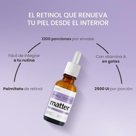 Matter Retinol A, Vitamina A de Palmitato de Retinol con CAPTEX® y Aceite TCM, Apoya la Salud de la Piel, Protección Celular y Bienestar Integral, 1 Gotero con 60 ml Frasco Gotero (1200 Porciones)