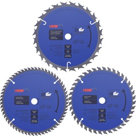 HBSS 3 Pack 7-1/4" Circular Saw Blades, 5/8" Arbor, 24T Framing, 40T Crosscutting & 60T Finishing – Tungsten Carbide-Tipped (TCT) for Wood, Lumber, Plywood, and Carpentry