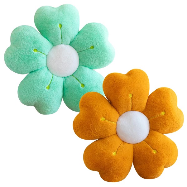Toyhood 2pcs Flower Pillows Chair Pad, Plush Flower Shaped Cushion,