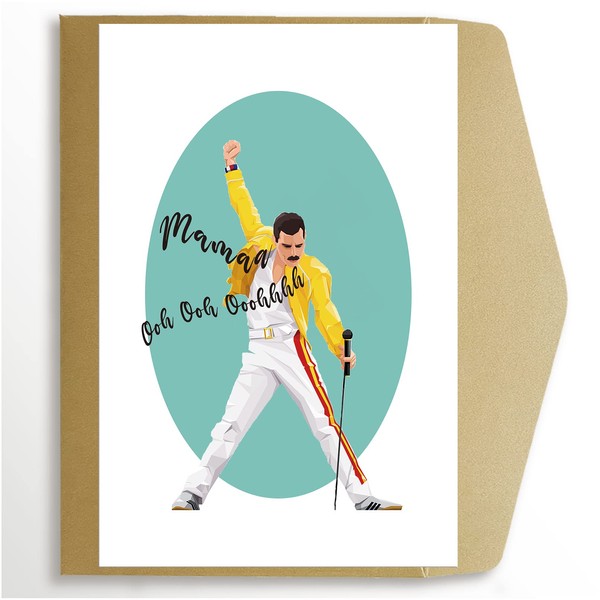 Goroar Freddie Mercury Mother’s Day Card, Funny Mothers Day & Birthday Card, Mamaa Ooh Ooh Ooooh Card