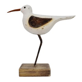 K KILIPES Wood Seagull Statue Beach Table Decor for Home, 6.5" H Rustic Beach Bird Decor Hand Carved Wood Sculpture Nautical Sea Bird Figurine Coastal Centerpiece Ocean Sea Decorations (M)