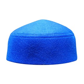 Solid Blue Moroccan Fez-style Kufi Hat Cap w/ Pointed Top (S)