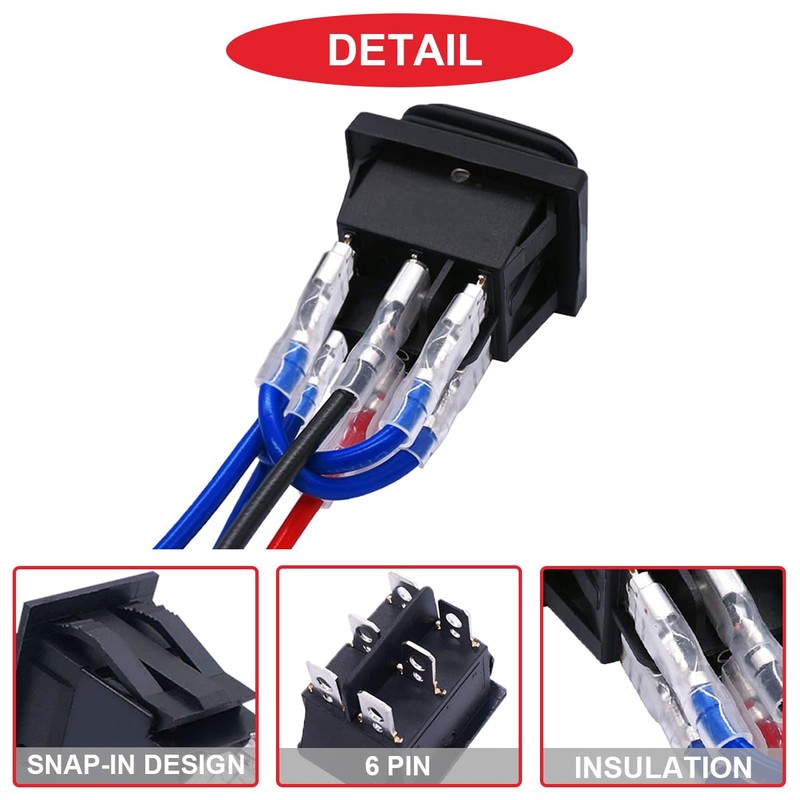 MKBKLLJY 2Pcs Momentary Polarity Reverse Switch Waterproof Control Rocker Toggle