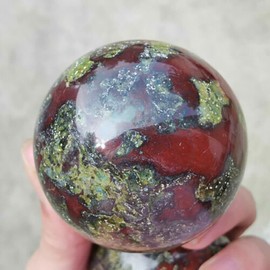 TEAMWILL 1pc Natural Dragon Blood Stone Ball Quartz Crystal Sphere 45mm+ Decor Healing