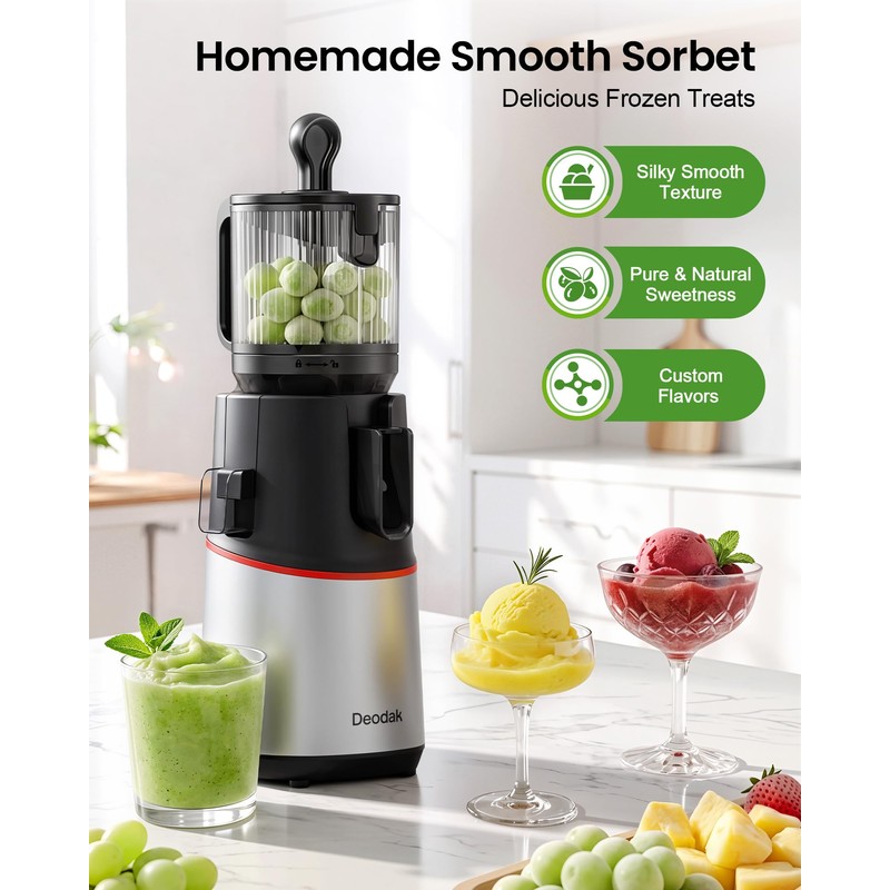 3-in-1 Cold Press Juicer, Juicer Machine,Makes Juice & Sorbet &