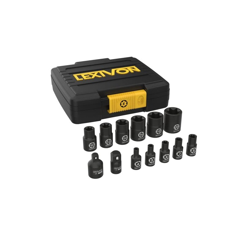 LEXIVON E-TORX Socket Set, Chrome Vanadium Alloy Steel | 13-Piece