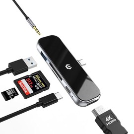 BIGBIG WON USB Port, USB C Hub HDMI, Multiport Adapter USB C for Surface, Dell, XPS, Lenovo, HP and More Type C Devices, 6 in 1 USB C Hub LAN with 100 W PD