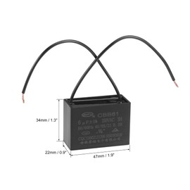 uxcell Ceiling Fan Capacitor CBB61 6uF 350V AC 2 Wires Metallized Polypropylene Film Capacitor 47x34x22mm for Electric Fan Pump Motor Generator