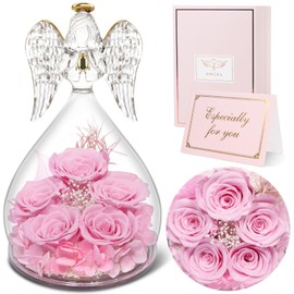Sunia Eternal Rose Angel Gifts for Women Christmas, 5 Eternal Rose in Angel Figure, Birthday Gift for Women, Gifts for Mum, Grandma, Real Rose Gifts, Christmas, Valentine's Day, Mother's Day