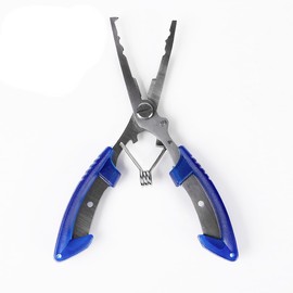 NUZAMAS Stainless Steel Fishing Pliers Blue Gear Bent Stainless Steel Fishing Pliers Crimper Line Cut Rustproof Fishing Pliers Fish Catcher Fish Control Pliers