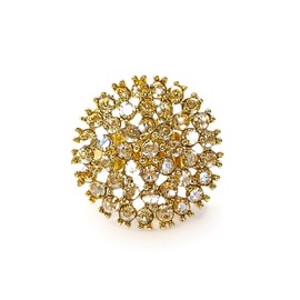 Boho Colorful Thick Big Round Ring Crystal Ethnic Ring Women Statement Vintage Ring Adjustable Chic Rhinestone Band Ring for Wedding Women Brides (Golden)