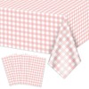 4 Pack Pink Gingham Tablecloths, Pink and White Checkered Tablecloths