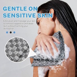Exfoliating Washcloth, Body Scrub Towel, Exfoliating Towel with Fibers, Exfoliating Body Scrubber Extra Long, Exfoliating Towel for Shower (Gray, Large)