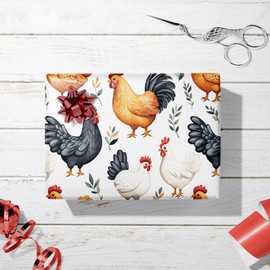 Dtiafu Chicken Wrapping Paper for Men Women Kids - Farm Animal Gift Wrap Paper for Birthday Baby Shower Holiday Spring Party - 20 x 28 Inch(6 Pcs)