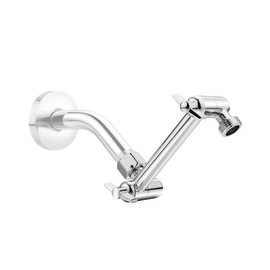 5 Inch Adjustable Shower Head Extension Arm, With Locking Set Screw, Singing Rain Brass Chrome Angle Height Adjustable, Easy To Install, G1/2 Universal Connector Compatible (Chrome Finish)