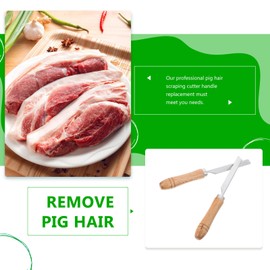 Pork Hair Scraper Remover Tool: 2pcs Stainless Steel Pig Hair Remover Wood Handle Manual Pig Hair Razor for Slaughter Factory Farm