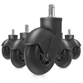 Office Chair Caster Replacement Wheel for Hardwood Floor and Carpet, Heavy Duty Universal Floor Safe Caster Set of 5,Rubber Wheels Office Chair to Replace Office Chair mats,fits 98% Chairs