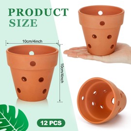 FoldTier 12 Pcs 4 Inch Terracotta Orchid Pot with Drainage Holes Small Clay Plant Flower Terracotta Pots Orchid Planter for Repotting Indoor Outdoor Garden Succulents Plant Promotes Air Circulation