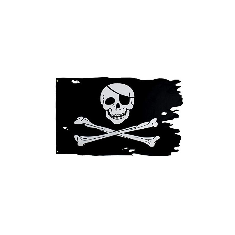 Jolly Roger Flag 3x4.8fts Crossbone Old Skull Bones Pirate Banner