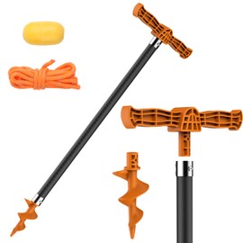 itayak Boat Sand Anchor, 40" Shallow Water Anchor for Kayak and PWC, High-Strength Carbon Fiber Tubes, Nylon Glass Fiber Auger, Orange (6.6FT Long Line-Buoy Set Included)