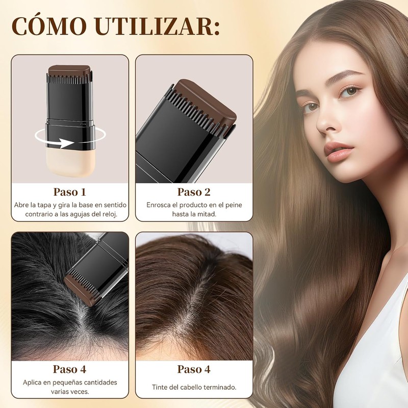 Peine de Tinte para Cabello – Retoca Canas Rápido, Waterproof