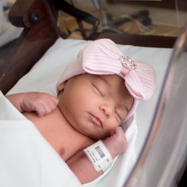 Dreshow Newborn Hospital Hat, Infant / Baby Hat with Big Bow, Soft Cute Knot, Nursery Hat -