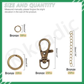 Keadic 125Pcs Keychain Making Kit Contains Swivel Clasps, Key Chain Rings, Open Jump Rings, Chain Extenders and Jewelry Pliers, Jewelry Making Supplies for Necklace Bracelet(Bronze)