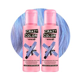 Crazy Color Pastel Lilac Semi-Permanent Duo Hair Dye. Highly Pigmented Blueish Lilac Conditioning & Oil Nourishing Vegan Formula | No Bleach or Ammonia | 200ml