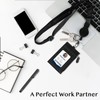 DELSWIN Badge Holder with Retractable Lanyard, PU Leather ID Badge