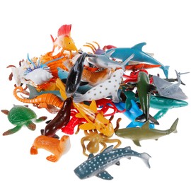 Nabance Sea Animal Figures Animal Toys 38PCS Mini Sea Animal Toys Set Realistic Animal Sea Life Figures Toy Educational Animal Learning Toys Bath Toys for Child