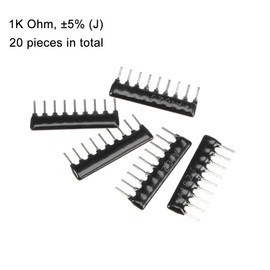 sourcing map 1K Ohm Resistor Network Array, 1/8W SIP-9 2.54mm Pitch, 5% Tolerance Bussed Type 20pcs