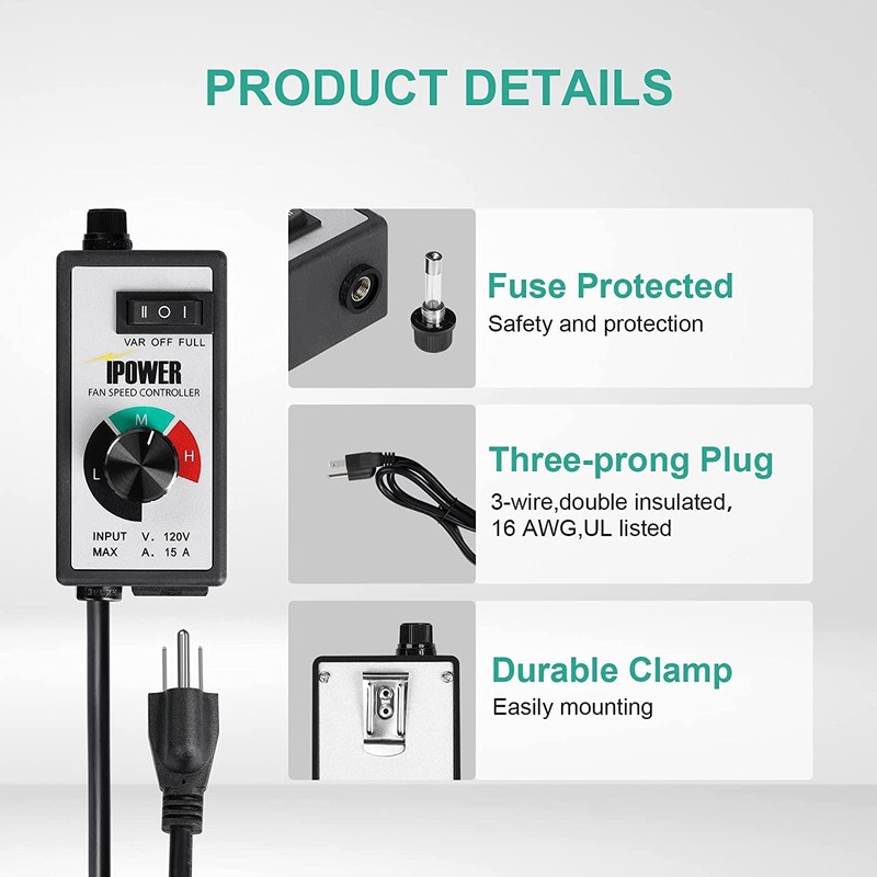 iPower 1 Pack Variable Vent Fan Speed Adjuster HVAC Controller,