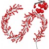 KAHEIGN Red Berry Christmas Garland, 200CM Artificial Holly Berry Garland Flexible Bendable Christmas Garland for Winter Christmas Holiday New Year Fireplace Table Party Decoration