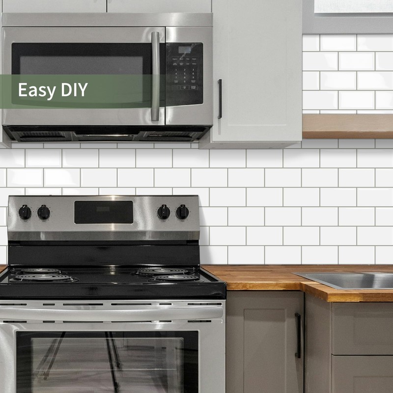 10-Sheet Thick Peel and Stick Kitchen Backsplash Tiles,3D Subway Waterproof
