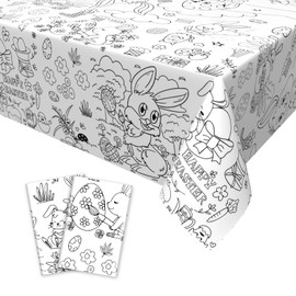 Xinvery 2 x Paper Tablecloth for Colouring Easter, Easter Tablecloth, Colouring Tablecloth, Easter Painting Tablecloth for Children, Crafts, Children, Easter Gifts for Easter Party Decoration, 120 x