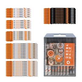 50PCS T Shank Jigsaw Blades Set - BGTEC HCS/HSS Jig Saw Blades for Wood, Plastic and Metal Cutting(T118A,T118B,T101AO,T101B,T101BR,T144D)