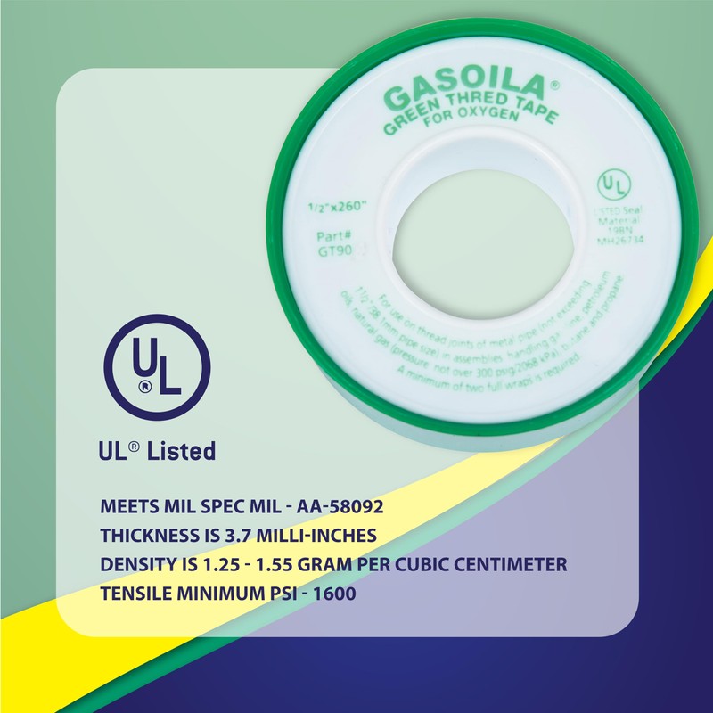 Gasoila Green PTFE Thread Seal Tape – Professional-Grade High-Density Thread