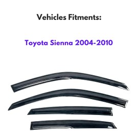 KPY Window Visor Compatible with Toyota Sienna 2004-2010, 4PC Rain Guard Side Window Vent Deflectors Tape-On Mugen Style, 2004 2005 2006 2007 2008 2009 2010