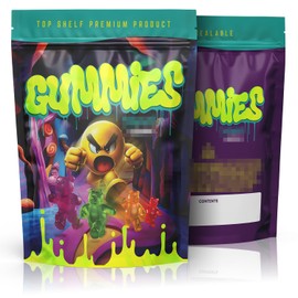 Bears - 100 x Resealable Foil Lined Mylar Bags (9.8cm x 13cm) Airtight Ziplock Storage Pouches, Smell Resistant, 3.5g Capacity, Food or Craft Use