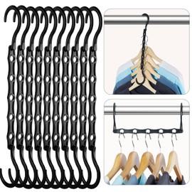 HOUSE DAY Space Saving Hangers, 20pcs Magic Hangers Space Savers, Magic Clothes Hangers Space Savers, Coat Hangers Space Saving, Wardrobe Space Saver Hangers, Space Saver Hangers For Clothes - Black