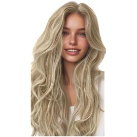 Sunny Wire Hair Extensions Real Human Hair Fish Line Human Hair Extensions Invisible Wire Extensions Lightest Brown with Platinum Blonde Highlights #P10/60 12 Inch