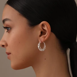 LeCalla 925 Sterling Silver Filigree Hoop Earrings | Chunky Heart Filigree Earrings | Round Hoop Earrings | High Polished Classic Click-Top Earring Hoop for Women 27MM
