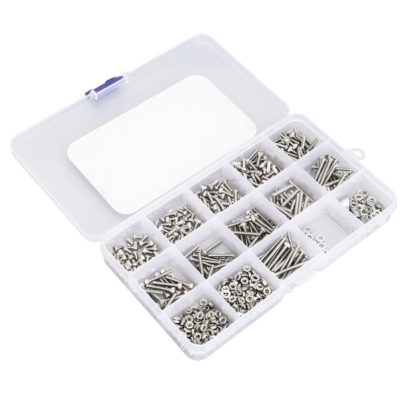 840Pcs Bolts Nuts Assortment Kit Metric M2.5 Assorted Cap Hex