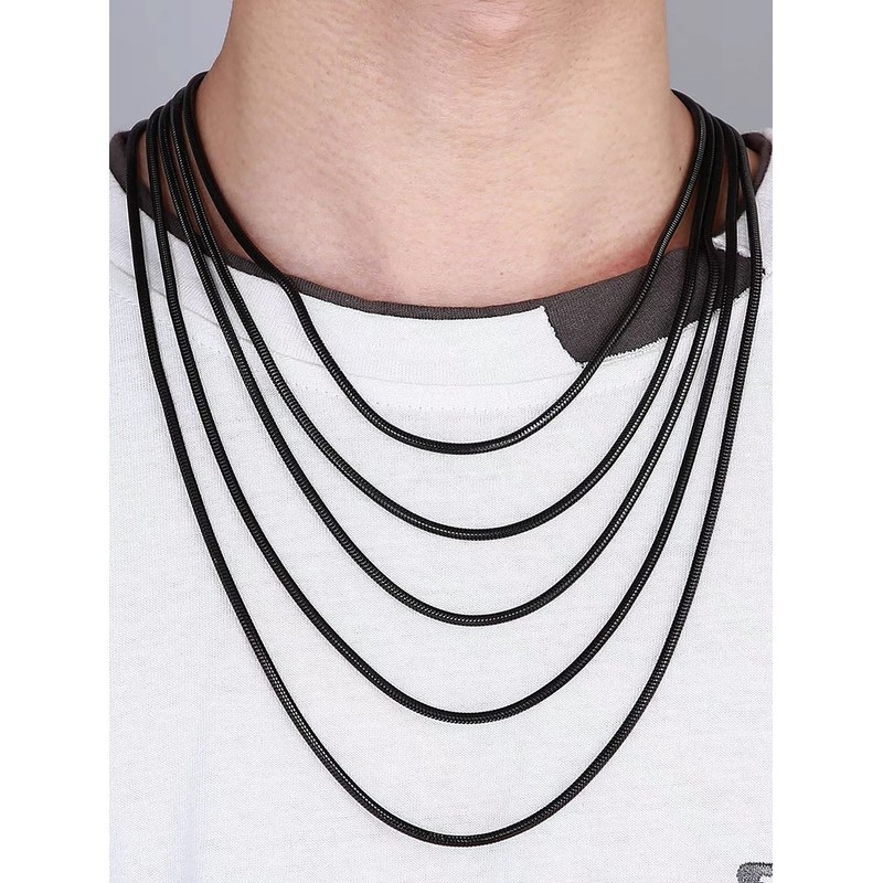 CREATZONE 32.8 Feet 1.2mm Black Snake Chain Necklace Link Cable