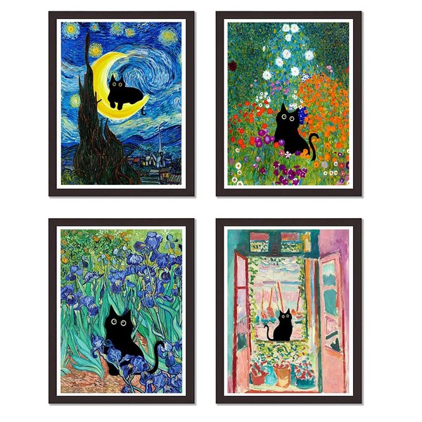 4 Pack Cat Starry Sky Flower Window Stamped Cross Stitch